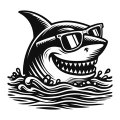 Funny shark wearing sunglasses