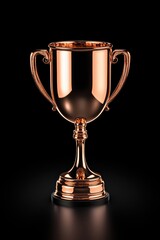 Fototapeta premium A shiny copper trophy on a dark background symbolizing achievement and victory in sports.