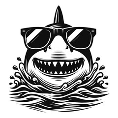 Funny shark wearing sunglasses