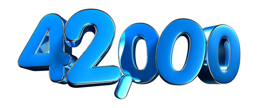 Blue number 42000 3d illustration. Advertising signs. Product design. Product sales