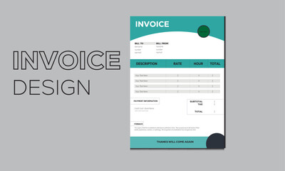 creative modern minimal invoice design template. business invoice design template. invoice template vector design. corporate invoice design.