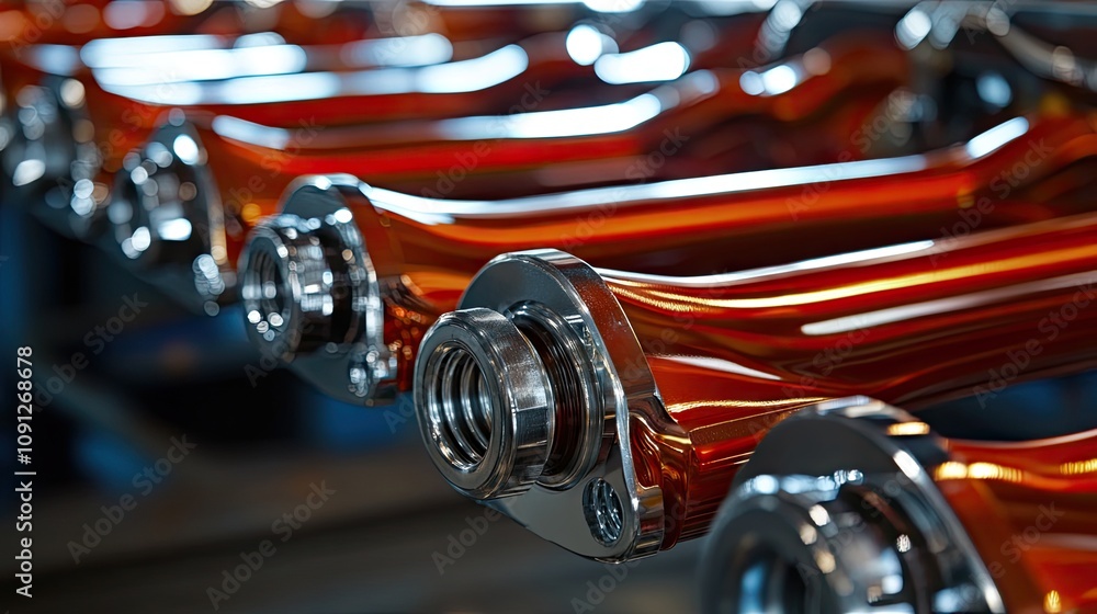 Poster automotive control arms displayed symmetrically, emphasizing their durability and smooth curves.