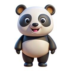 Fototapeta premium 3D Panda Bear Silhouette, Vector Illustration