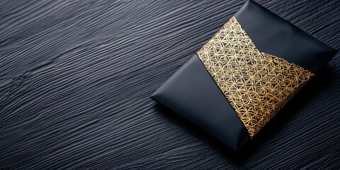 Elegant black gift box with a golden design, perfect for special occasions and celebrations.