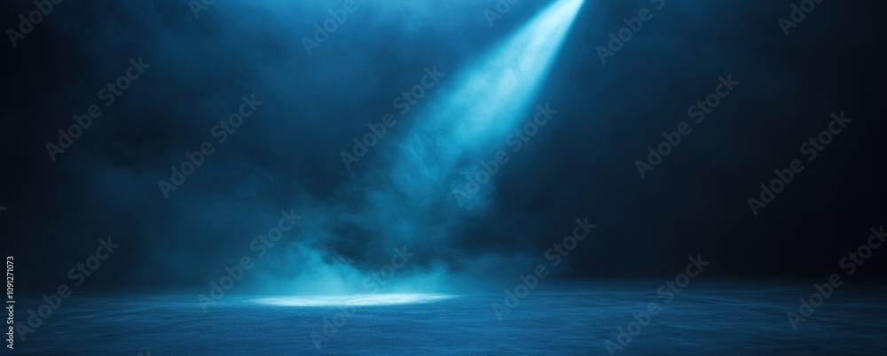 Poster dramatic stage lighting with fog in a dark atmosphere creating a mysterious and captivating scene fo