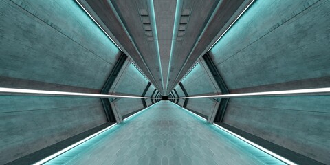 Runway, Technology corridor, Modern hall background, 3D illustration