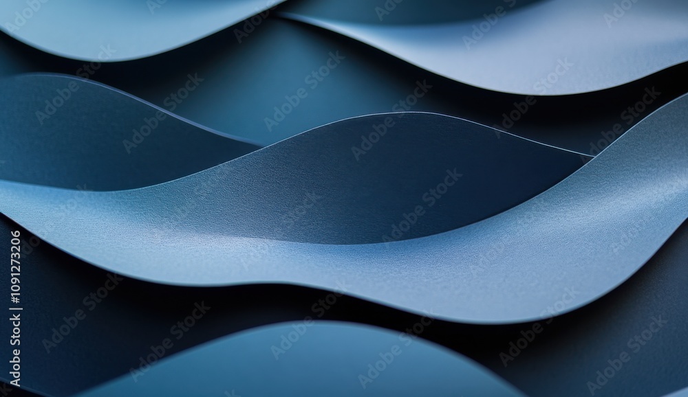 Poster elegant blue waves of soft fabric creating a smooth and flowing texture, ideal for backgrounds or ar