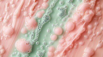 Fototapeta premium Glossy pastel liquid surface with textured bubbles for artistic background and design