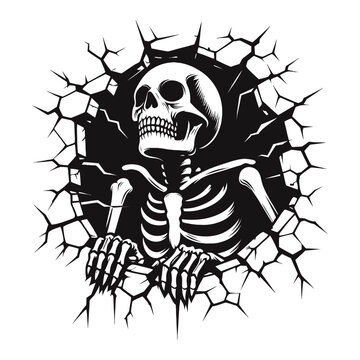 Skeleton on crack hole wall