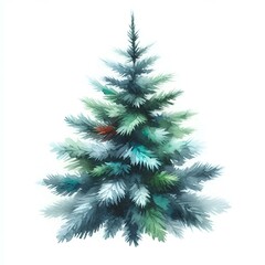 Fototapeta premium single isolated aquarel conifer/ christmas tree on white background