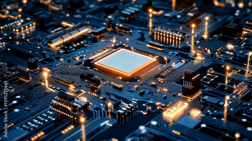 Poster central processing unit: a detailed close-up of a central processing unit (cpu) on a circuit board, 
