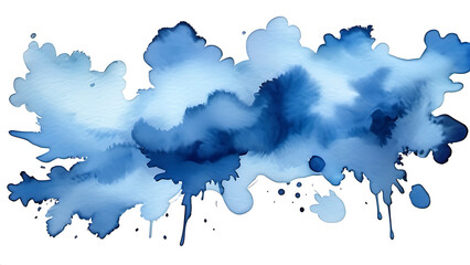Obraz premium Abstract watercolor blue sky paint isolated on white background. Hand-painted watercolor splatter stains artistic used as an element in the decorative design.