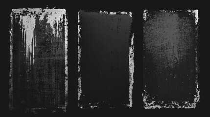 Metal texture with scratches and cracks which can be used as a background, Black ink stencils. Paintbrush, splash, 