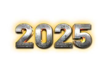 3D 2025 Text with Shadow Effect on transparent Background Modern New Year Design
