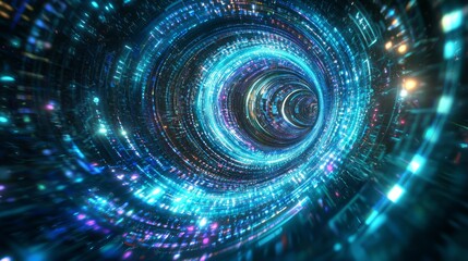 Cybersecurity Threats Unleashed: Vivid Data Storm in 3D Render