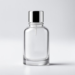 Naklejka premium Elegant Glass Bottle with silver Cap on white Background