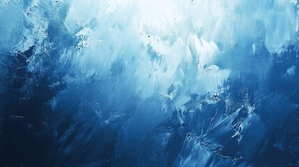 Naklejka premium Textured abstract painting in shades of blue with dynamic brush strokes, creating a fluid and immersive backdrop ideal for modern decor or artistic displays.
