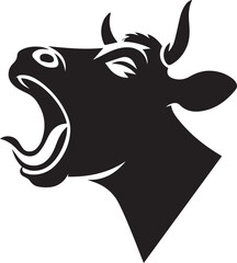 Obraz premium A silhouette of a cow with a sleepy yawn