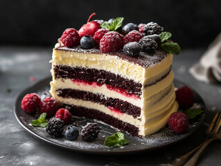 Elegant Layered Cake with Fresh Berries 