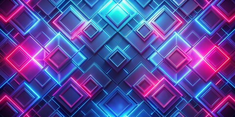 Neon Geometric Shapes 3D Abstract Background, 3D Rendering, Geometric, Abstract