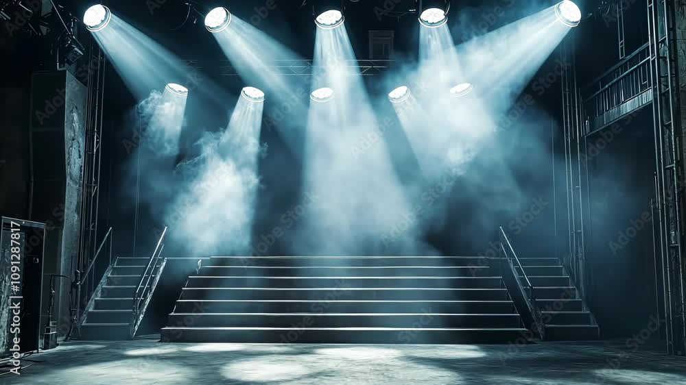Aufkleber lighting ramp with powerful spotlights for creating artificial lighting when working in the theater,
