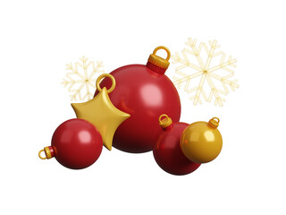 Christmas ball decoration icon isolated on transparent background, Merry christmas and happy new year with Xmas festive decoration, poster, greeting card, header, website. 3d rendering illustration