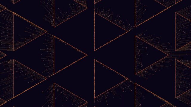 A symmetrical and geometric black and gold pattern formed by repeating triangular shapes. Gold triangles overlapping black ones create a contrasting design that exudes elegance and balance