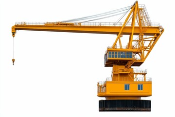 Large yellow port crane isolated on white.