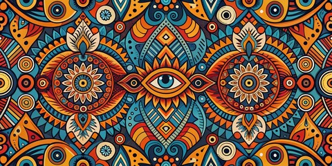 Colorful Abstract Eye Pattern, seamless, mandala , design