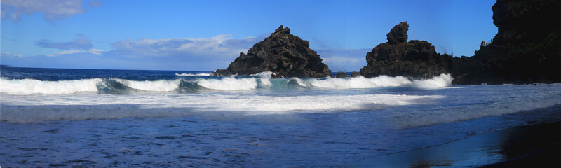 Vulkanische Lava-Küste, Insel La Palma, Kanaren, Spanien, Europa, Panorama