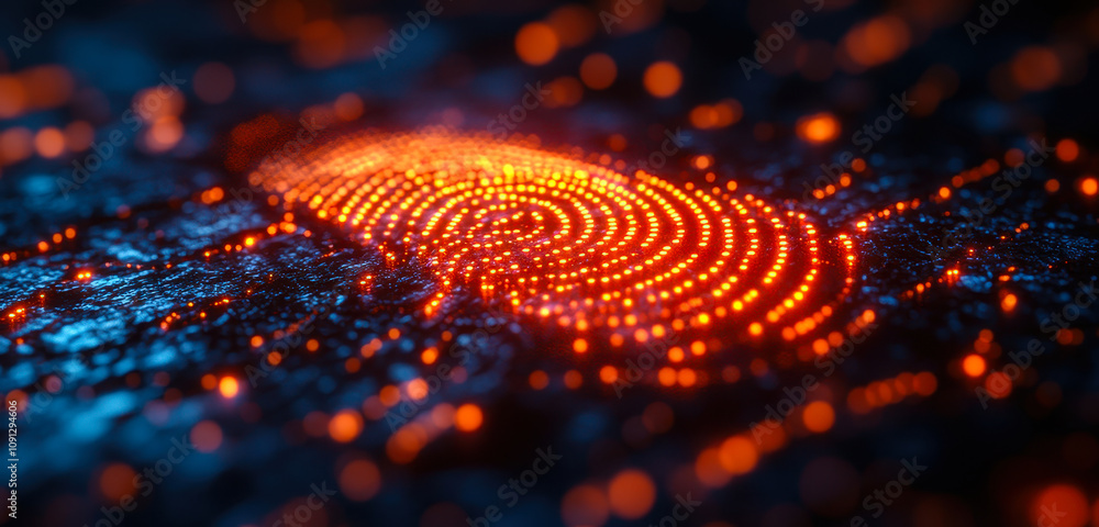Poster cybersecurity technology with digital fingerprint authentication and data protection