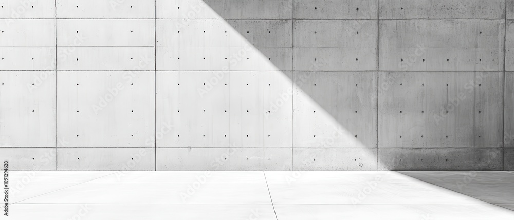 Poster minimalist concrete wall with geometric shadows and textured surface, ideal for modern architecture,