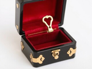  small jewelry box in glossy black with a golden hinge and clasp. 