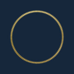 Religious decorative round frame. Christian clipart on deep blue background