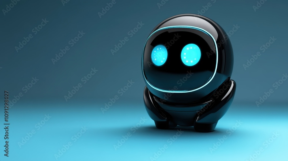 Poster futuristic ai assistant symbol with dynamic interactive effects, isolated on white background