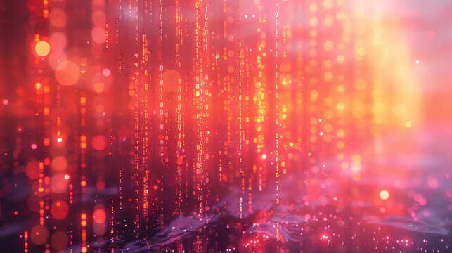 Vibrant abstract digital background featuring glowing binary code elements, creating a stunning visual effect perfect for technology and data-themed projects