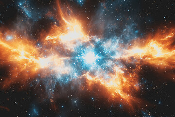 Obraz premium Abstract Representation of Cosmic Space Featuring Vibrant Blue and Orange Star Frequencies in a Stunning Celestial Display