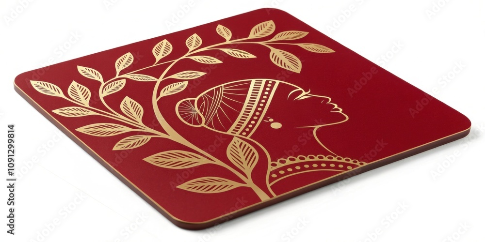 Poster decorative coaster a square coaster featuring a simplistic yet elegant s silhouette in gold on a sol