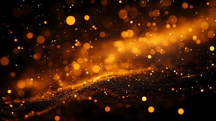 Naklejka premium Golden fireworks arcs illuminating the blackness glowing bokeh lights enhancing the celebration