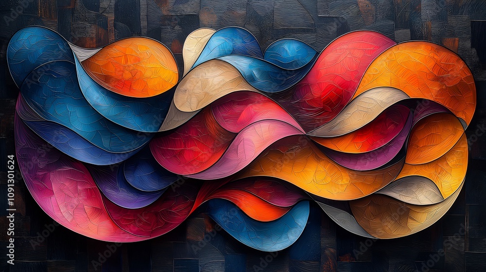 Poster Abstract Colorful Wave Pattern on Textured Background