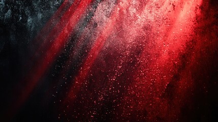 Black and red abstract background featuring a textured gradient with rough surfaces, accentuated by bright shining light effects and a glowing template radiating dynamic energy.