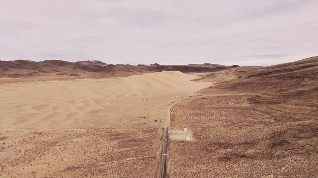 Sand Mountain recreation area, large sand dune near Reno and Fallon in Nevada, aerial view