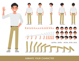 Businessman wear white shirt character vector illustration design. Create your own pose.