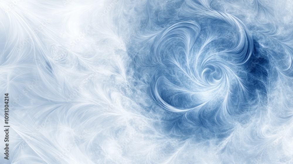 Poster mesmerizing blue and white swirl abstract background, dynamic flow elegant design for modern project