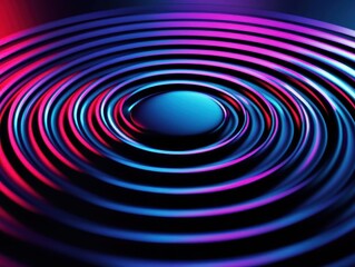 Rhythmic circles radiating from a sound center, meditative tone, 3D illustration