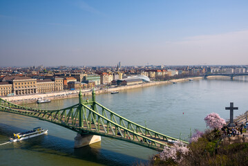Budapest panorama featuring Liberty bridge