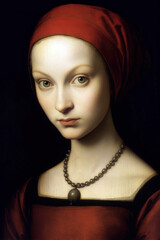 Woman Renaissance Painting Style Portrait