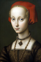 Woman Renaissance Painting Style Portrait