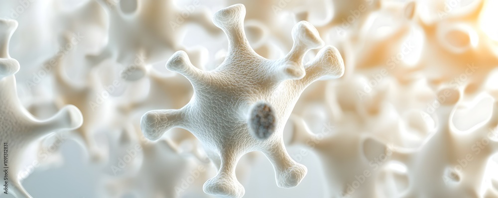 Poster advanced bone transplant procedure - stem cells integrating with bone in high-tech medical lab setti