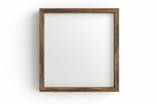 Empty brown wooden picture frame.